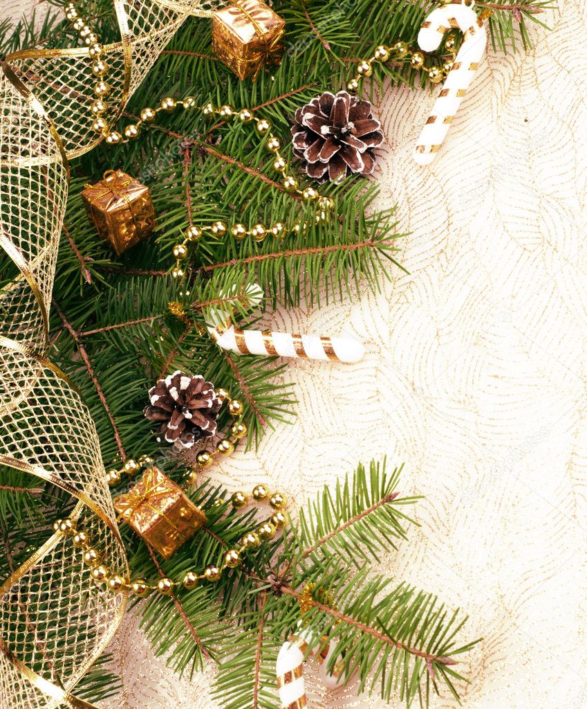 Christmas decoration on fir branch