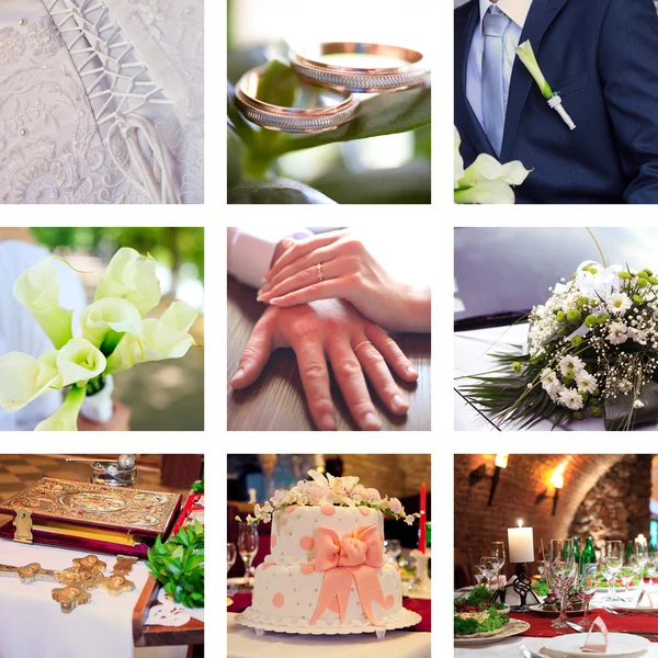 Dokuz düğün fotoğrafları kolaj bir Telifsiz Stok Imajlar