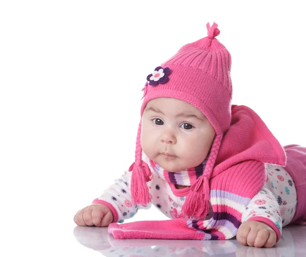 Pigtails ile bebek şapka — Stok fotoğraf
