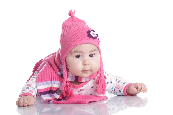 Pigtails ile bebek şapka — Stok fotoğraf