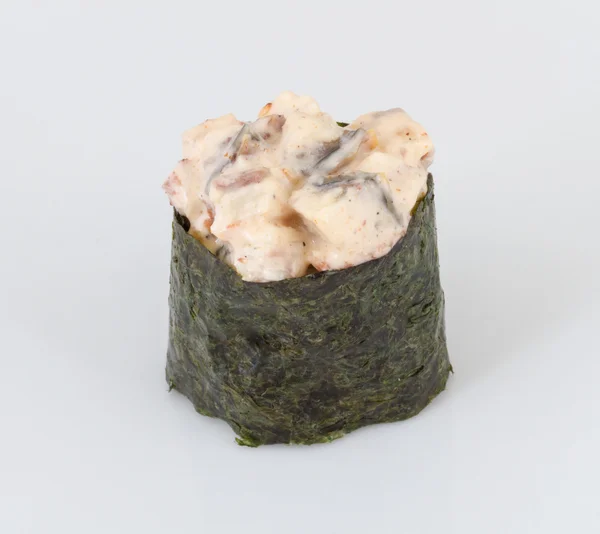 Gewürz-Sushi-Unagi mit sautierten Scheiben geräuchertem Aal isoliert auf — Stockfoto