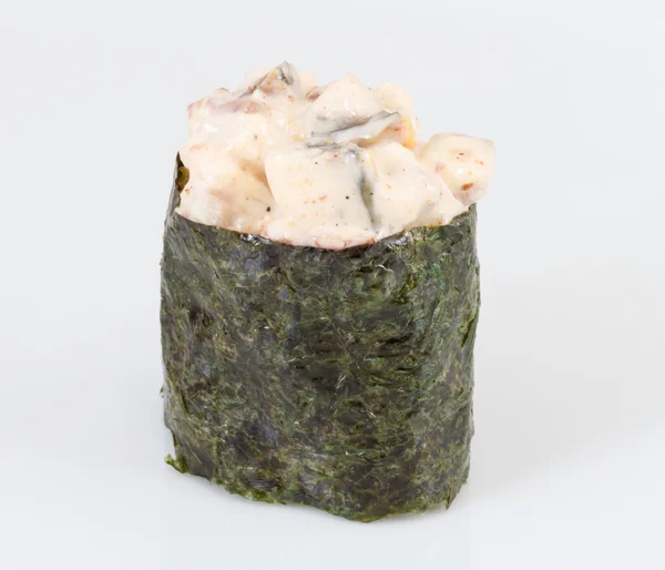 Spice sushi unagi with sauted slises of smoked Eel isolated on w — стоковое фото