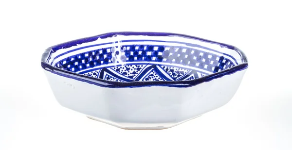 Una imagen de un bonito plato de cerámica azul —  Fotos de Stock