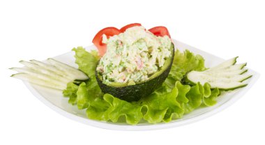 Yengeç eti salata avokado - Japonya mutfak yeşil havyar ile