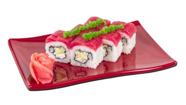 Maki sushi - rulo Yengeç, avokado, salatalık içinde yaptı. taze