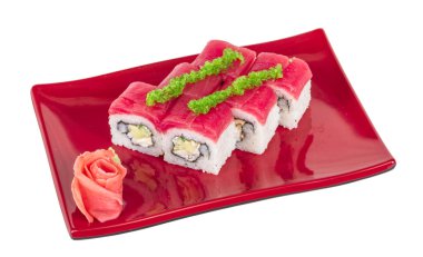 Maki sushi - rulo Yengeç, avokado, salatalık içinde yaptı. taze