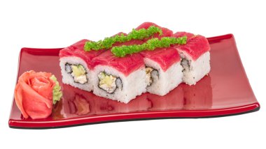 Maki sushi - rulo Yengeç, avokado, salatalık içinde yaptı. taze