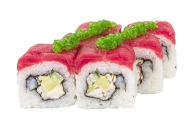 Maki Sushi - Roll made of Crab, avocado, cucumber inside. Fresh clipart