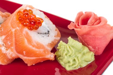 Japon suşi geleneksel Japon food.roll somon, yeniden yaptı.