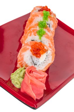 Japon suşi geleneksel Japon food.roll somon, yeniden yaptı.