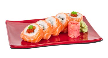 Japon suşi geleneksel Japon food.roll somon, yeniden yaptı.