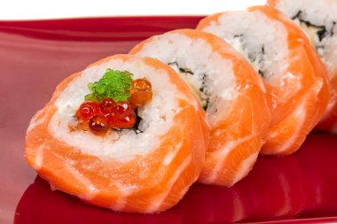 Japon suşi geleneksel Japon food.roll somon, yeniden yaptı.