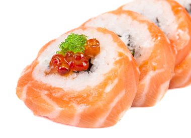 Japon suşi geleneksel Japon food.roll somon, yeniden yaptı.