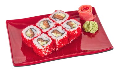 tobiko baharatlı maki sushi - sıcak rulo tobiko çeşitli tip (