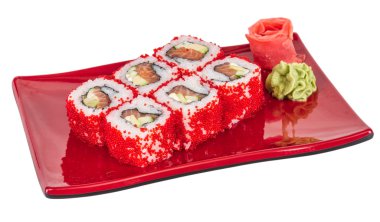 tobiko baharatlı maki sushi - sıcak rulo tobiko çeşitli tip (