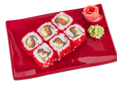 tobiko baharatlı maki sushi - sıcak rulo tobiko çeşitli tip (