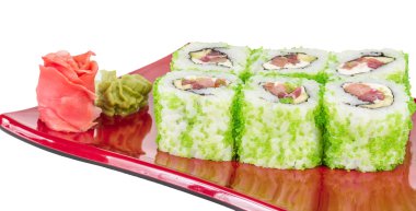 tobiko baharatlı maki sushi - sıcak rulo tobiko çeşitli tip (