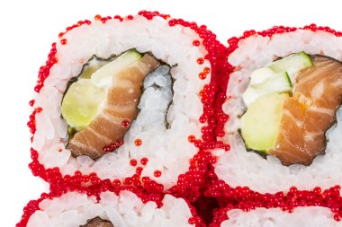 tobiko baharatlı maki sushi - sıcak rulo tobiko çeşitli tip (