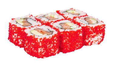 tobiko baharatlı maki sushi - sıcak rulo tobiko çeşitli tip (