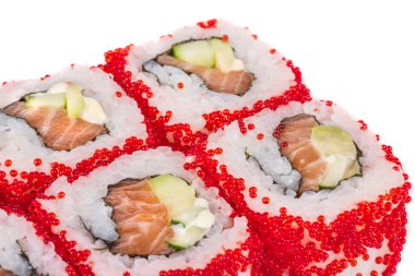 tobiko baharatlı maki sushi - sıcak rulo tobiko çeşitli tip (