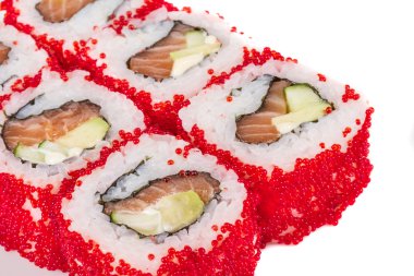 tobiko baharatlı maki sushi - sıcak rulo tobiko çeşitli tip (