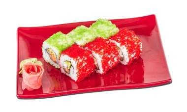 tobiko baharatlı maki sushi - sıcak rulo tobiko çeşitli tip (