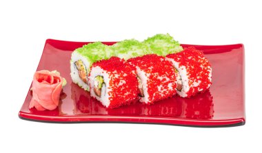 tobiko baharatlı maki sushi - sıcak rulo tobiko çeşitli tip (