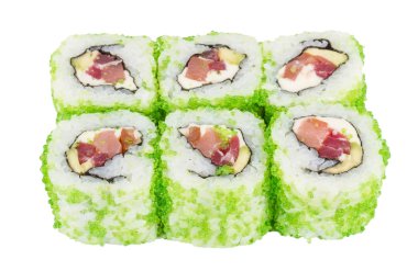 tobiko baharatlı maki sushi - sıcak rulo tobiko çeşitli tip (