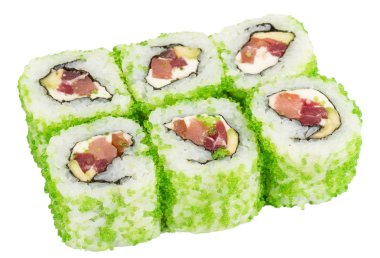 tobiko baharatlı maki sushi - sıcak rulo tobiko çeşitli tip (