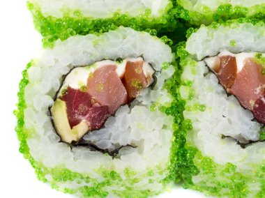 tobiko baharatlı maki sushi - sıcak rulo tobiko çeşitli tip (