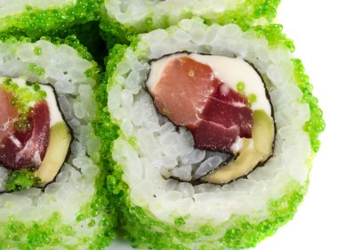 tobiko baharatlı maki sushi - sıcak rulo tobiko çeşitli tip (