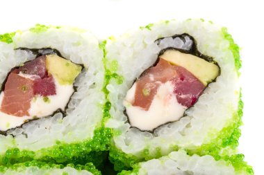 tobiko baharatlı maki sushi - sıcak rulo tobiko çeşitli tip (