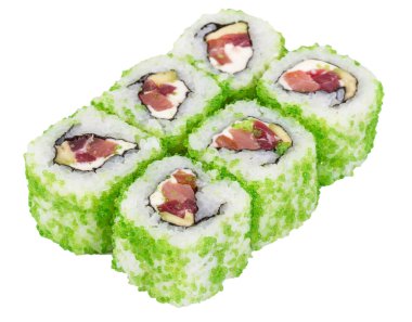 tobiko baharatlı maki sushi - sıcak rulo tobiko çeşitli tip (