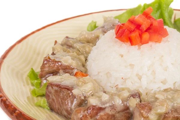 Рис і свинина в японському стилі — стокове фото