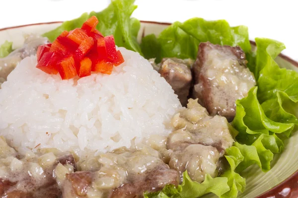 Ρύζι και χοιρινό ιαπωνικό στυλ — Φωτογραφία Αρχείου