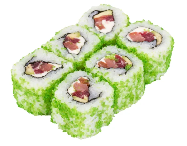 Tobiko Spicy Maki Sushi - Hot Roll con varios tipos de Tobiko  ( — Foto de Stock