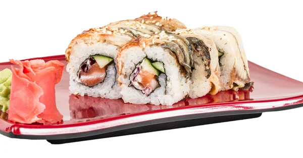 Japanese traditional Cuisine - Maki Roll with Cucumber , Cream C — Stock Photo, Image