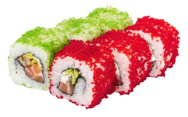 tobiko baharatlı maki sushi - sıcak rulo tobiko çeşitli tip (