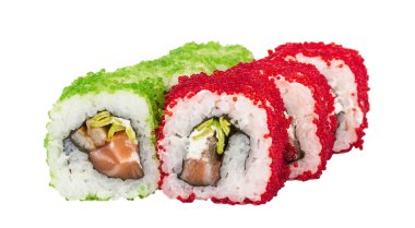 tobiko baharatlı maki sushi - sıcak rulo tobiko çeşitli tip (