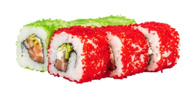 tobiko baharatlı maki sushi - sıcak rulo tobiko çeşitli tip (