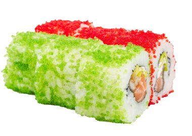 tobiko baharatlı maki sushi - sıcak rulo tobiko çeşitli tip (