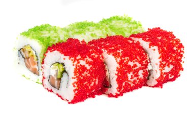 tobiko baharatlı maki sushi - sıcak rulo tobiko çeşitli tip (