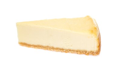 Cheesecake beyaz arkaplanda izole edildi