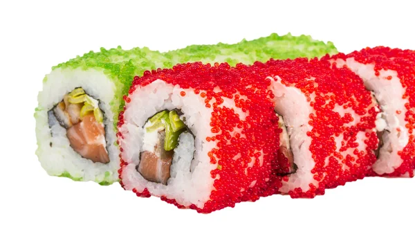 stock image Tobiko Spicy Maki Sushi - Hot Roll with various type of Tobiko (