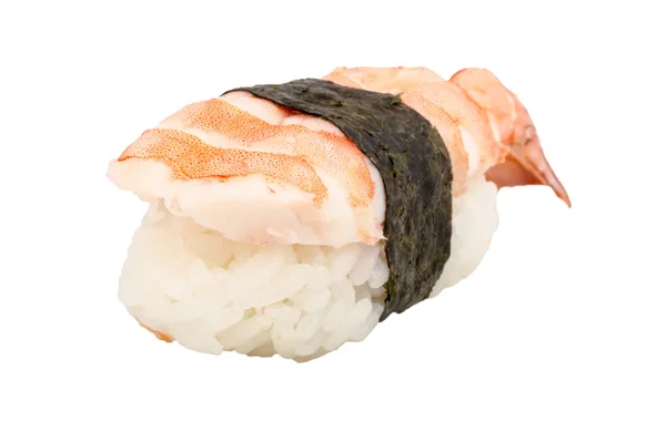 Gamberetti sushi primo piano isolato su sfondo bianco — Foto Stock