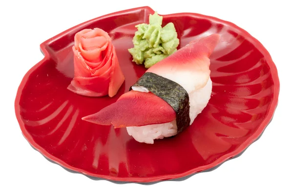 Hokkigai mięczaków sushi na białym tle — Zdjęcie stockowe