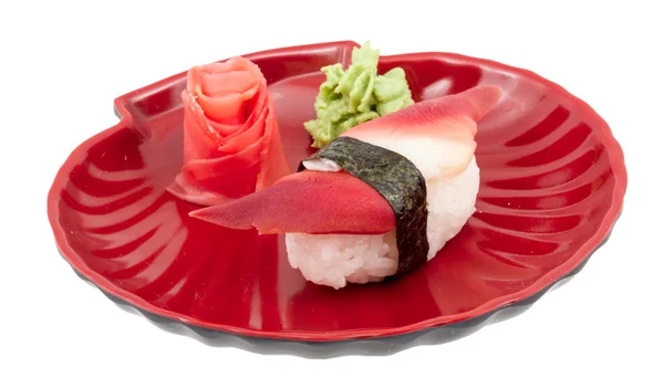 Hokkigai 软体动物寿司在白色背景上 — 图库照片