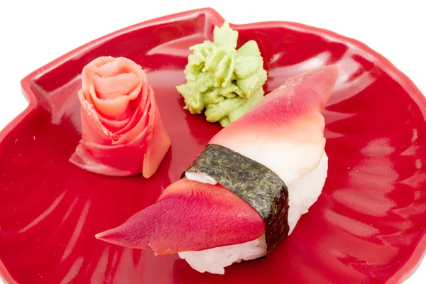 Hokkigai Bløddyr sushi på hvid baggrund - Stock-foto