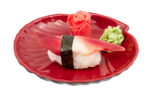 Hokkigai mięczaków sushi na białym tle — Zdjęcie stockowe