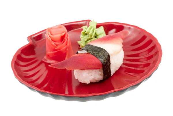 Hokkigai puhatestű sushi fehér háttér — Stock Fotó